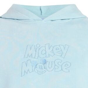 Mickey Mouse Embroidered Graphic Hoodie NWT Light Blue Adult M